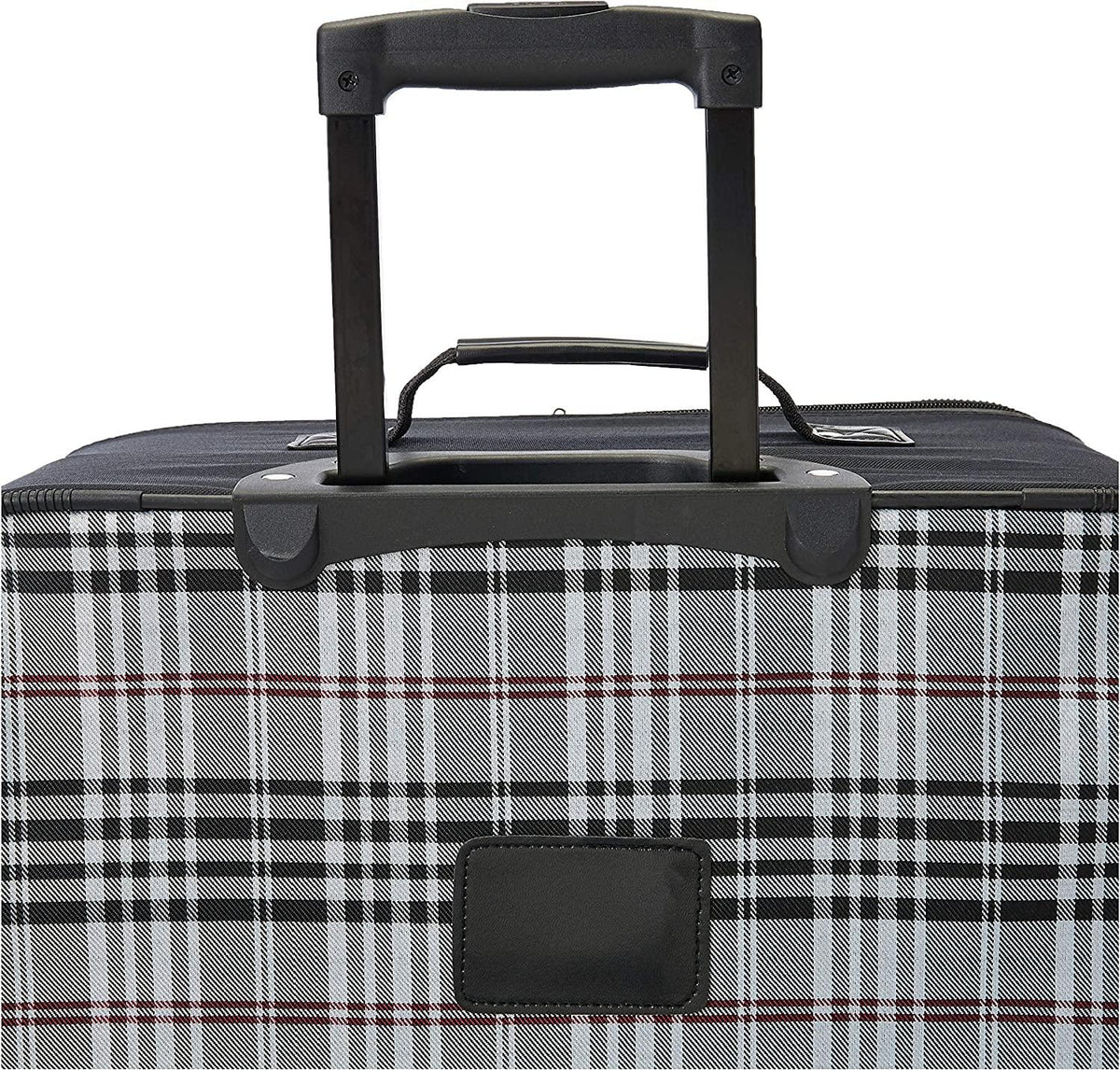 Fashion Softside Upright Luggage Set, Black Plaid, 4-Piece (14/19/24/28)
