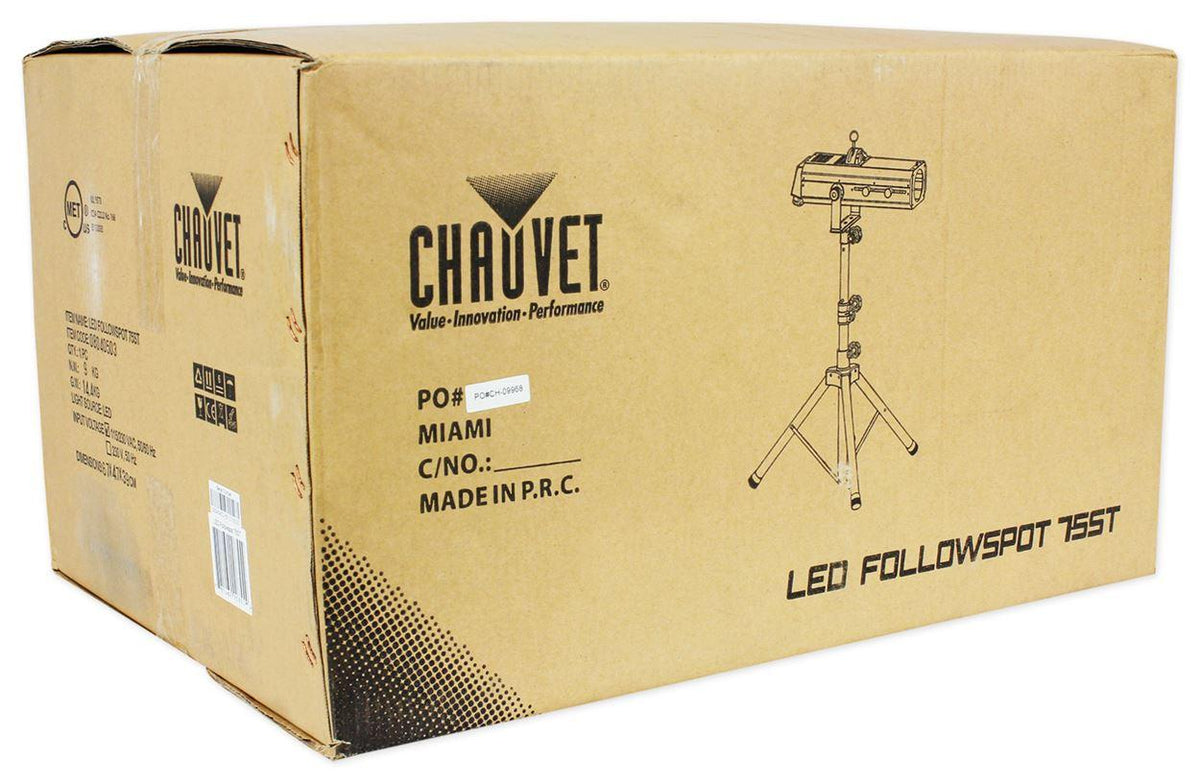Chauvet DJ LED Followspot 75ST DMX/Manual 7 Color Light w/ Stand + Fog Machine