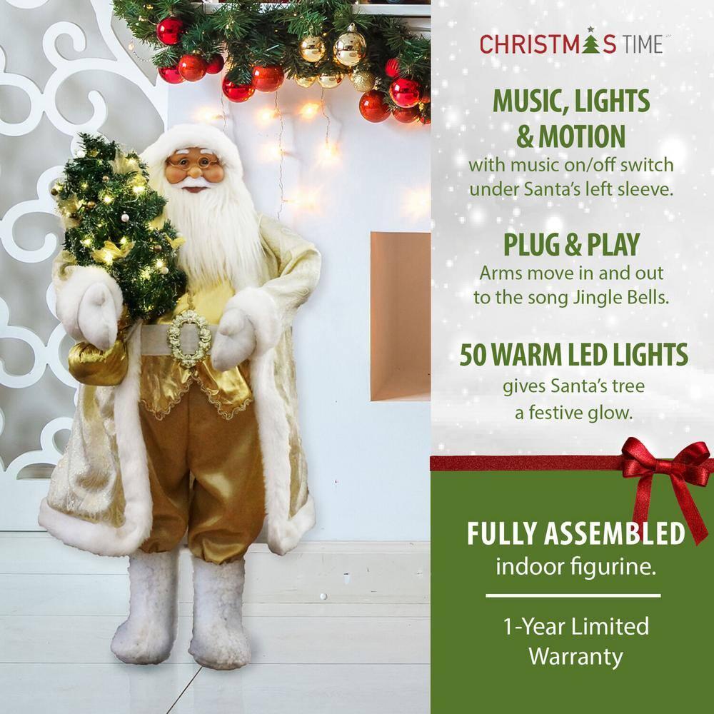 36 in. Christmas Santa Claus with Prelit Christmas Tree, Music, Lights and Motion