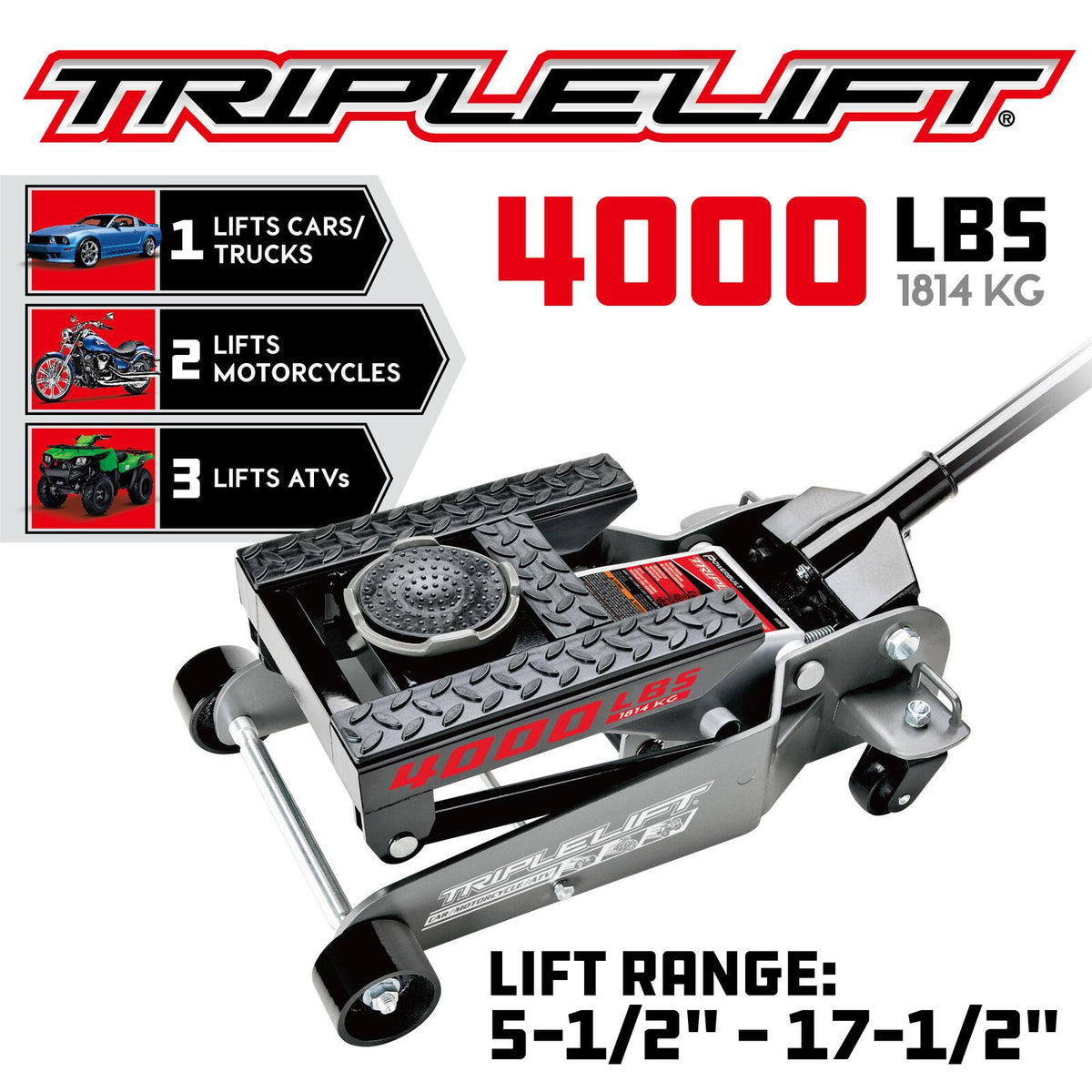 Power 2 Ton Triple Lift Floor Jack - 620422E