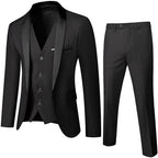 Men Suits Slim Fit 3 Piece -Groom Dress r Coat + Vest + Trousers Patchwork Jacket Formal Business Party Costume