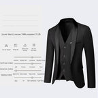 Men Suits Slim Fit 3 Piece -Groom Dress r Coat + Vest + Trousers Patchwork Jacket Formal Business Party Costume