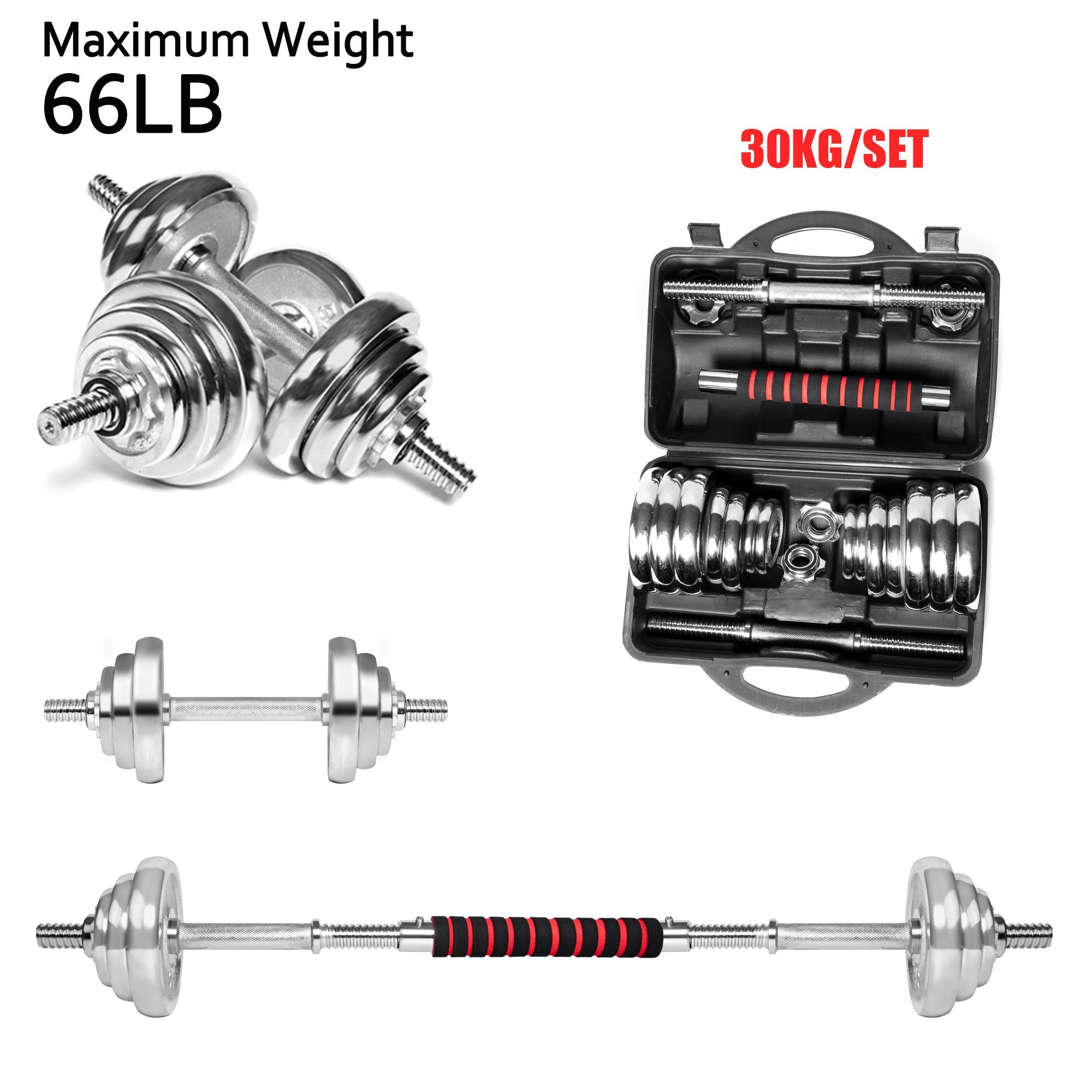 JANSION 66 LB Dumbbell Weights with Dumbbell Connector Multifunction Adjustable Dumbbells Barbell Set for Gym Training