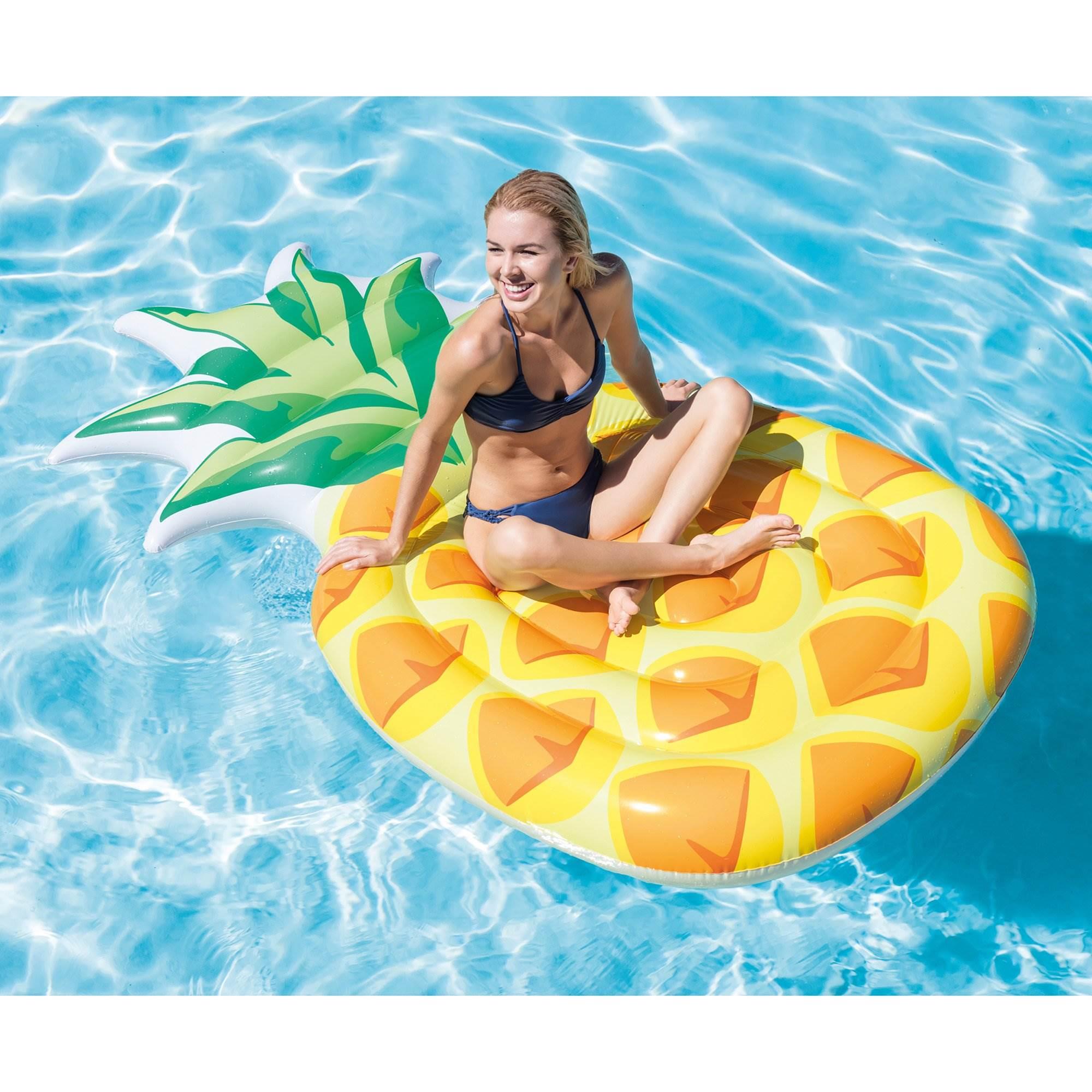 85" x 49" Giant Inflatable One Person Pineapple Pool Float Mat (6 Pack)