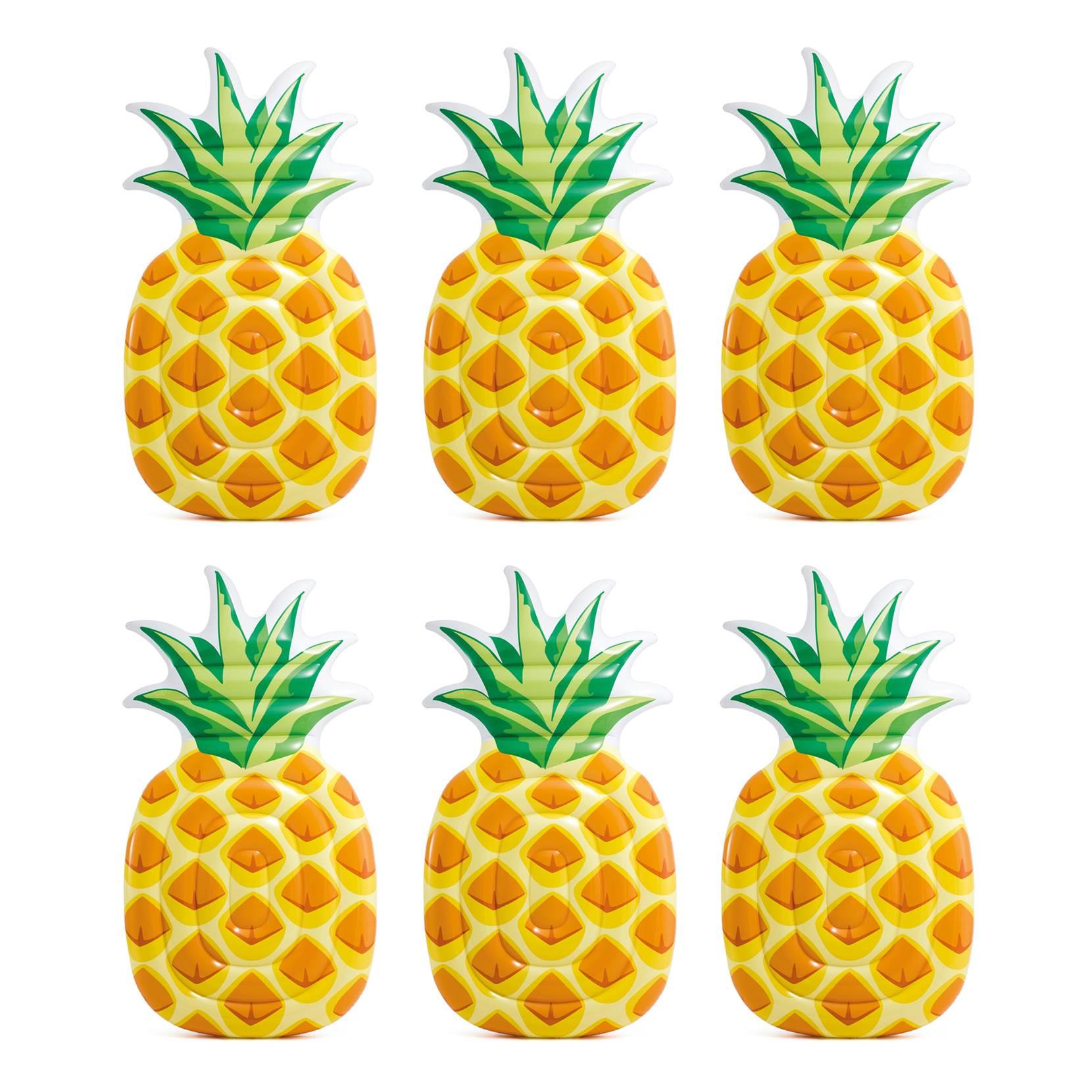 85" x 49" Giant Inflatable One Person Pineapple Pool Float Mat (6 Pack)