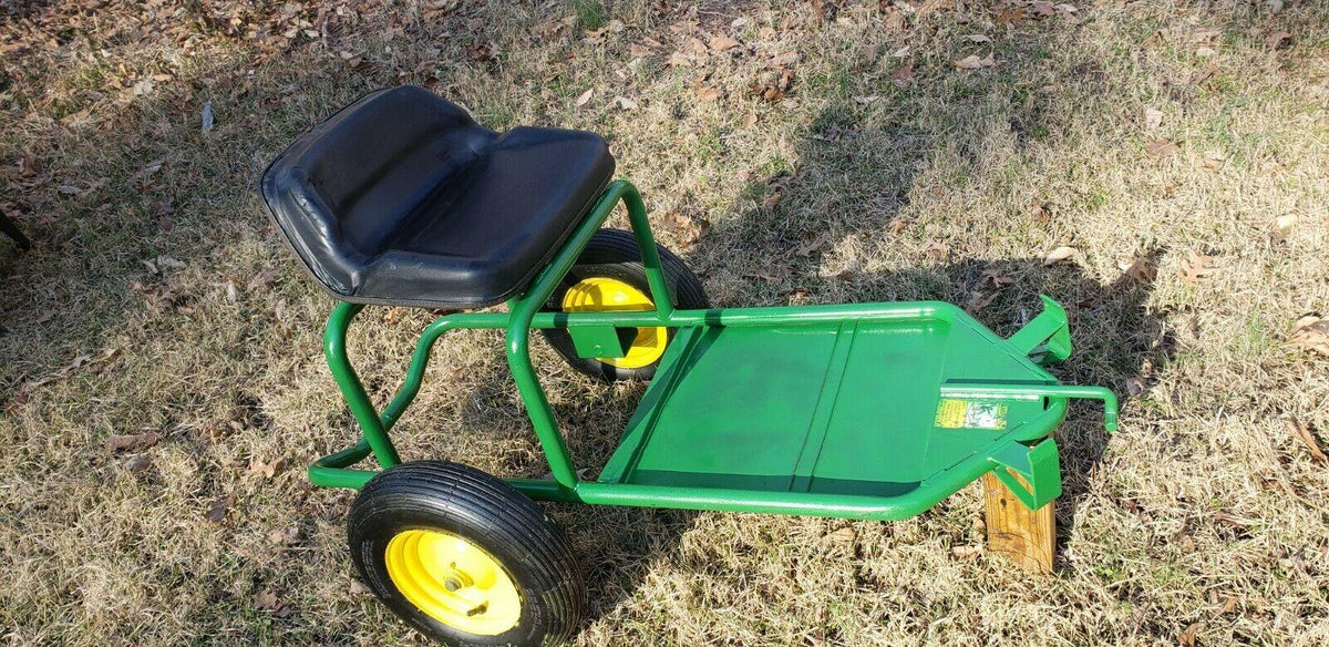 EXTREMELY RARE MADE IN USA JOHN DEERE 2 WHEEL SULKY (SIT-ON) W/NEW TIRES & PAINT