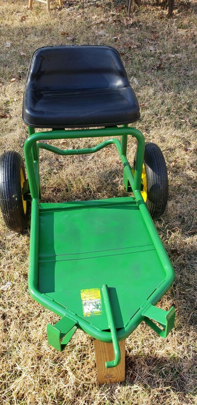 EXTREMELY RARE MADE IN USA JOHN DEERE 2 WHEEL SULKY (SIT-ON) W/NEW TIRES & PAINT