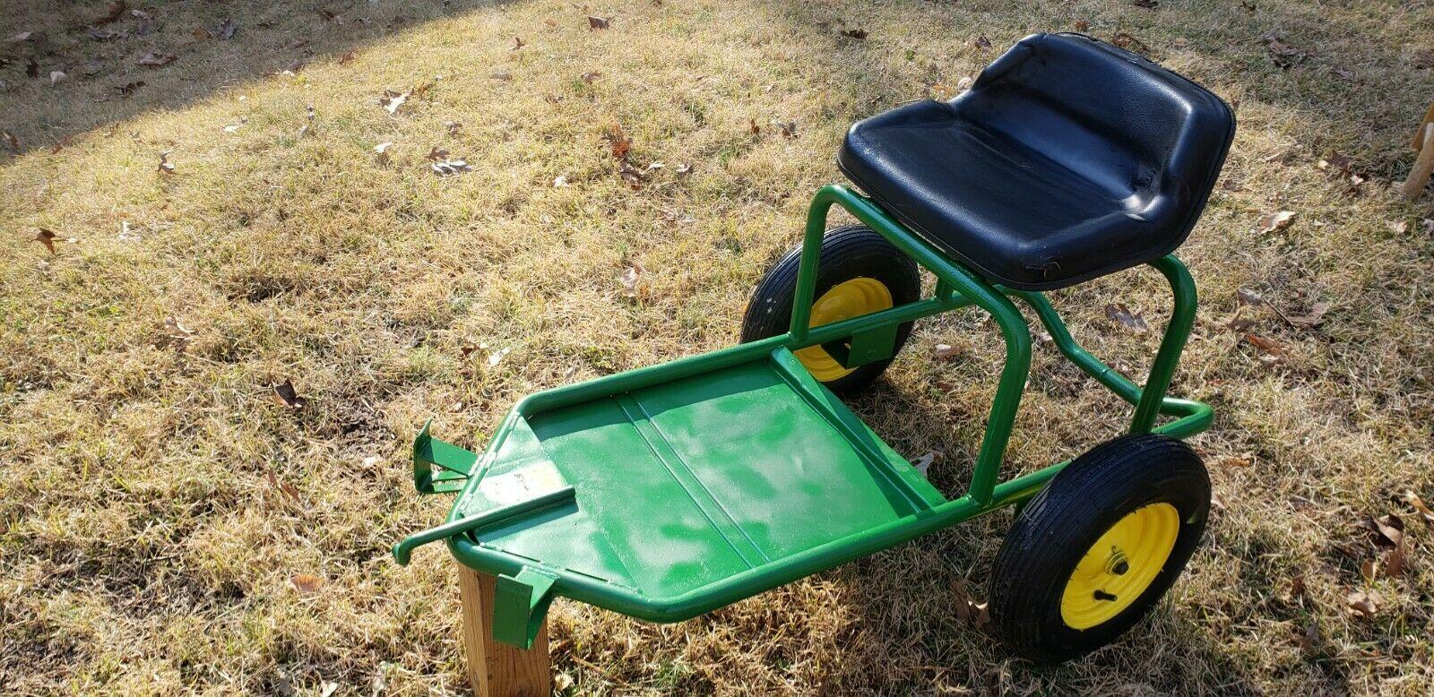 EXTREMELY RARE MADE IN USA JOHN DEERE 2 WHEEL SULKY (SIT-ON) W/NEW TIRES & PAINT
