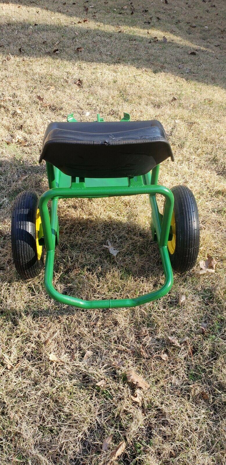 EXTREMELY RARE MADE IN USA JOHN DEERE 2 WHEEL SULKY (SIT-ON) W/NEW TIRES & PAINT