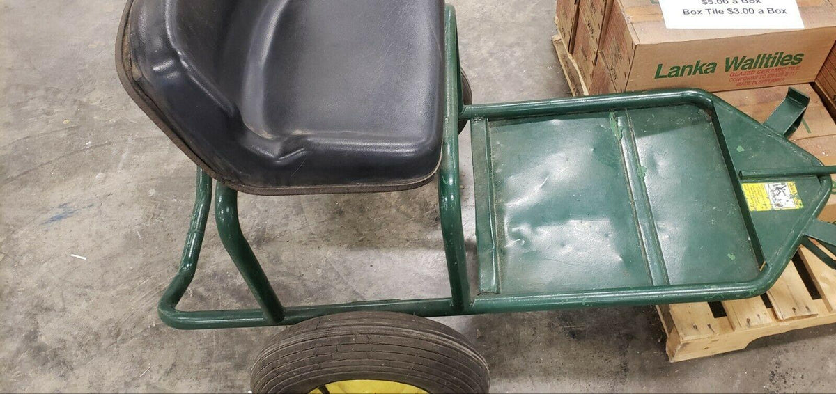 EXTREMELY RARE MADE IN USA JOHN DEERE 2 WHEEL SULKY (SIT-ON) W/NEW TIRES & PAINT