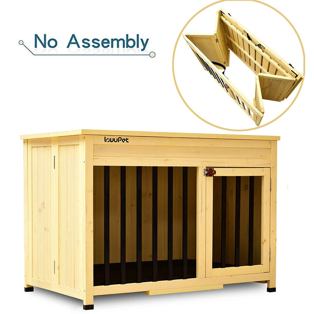Lovupet Wooden Portable Foldable Pet Crate Indoor Outdoor Dog Kennel Pet Cawith Tray