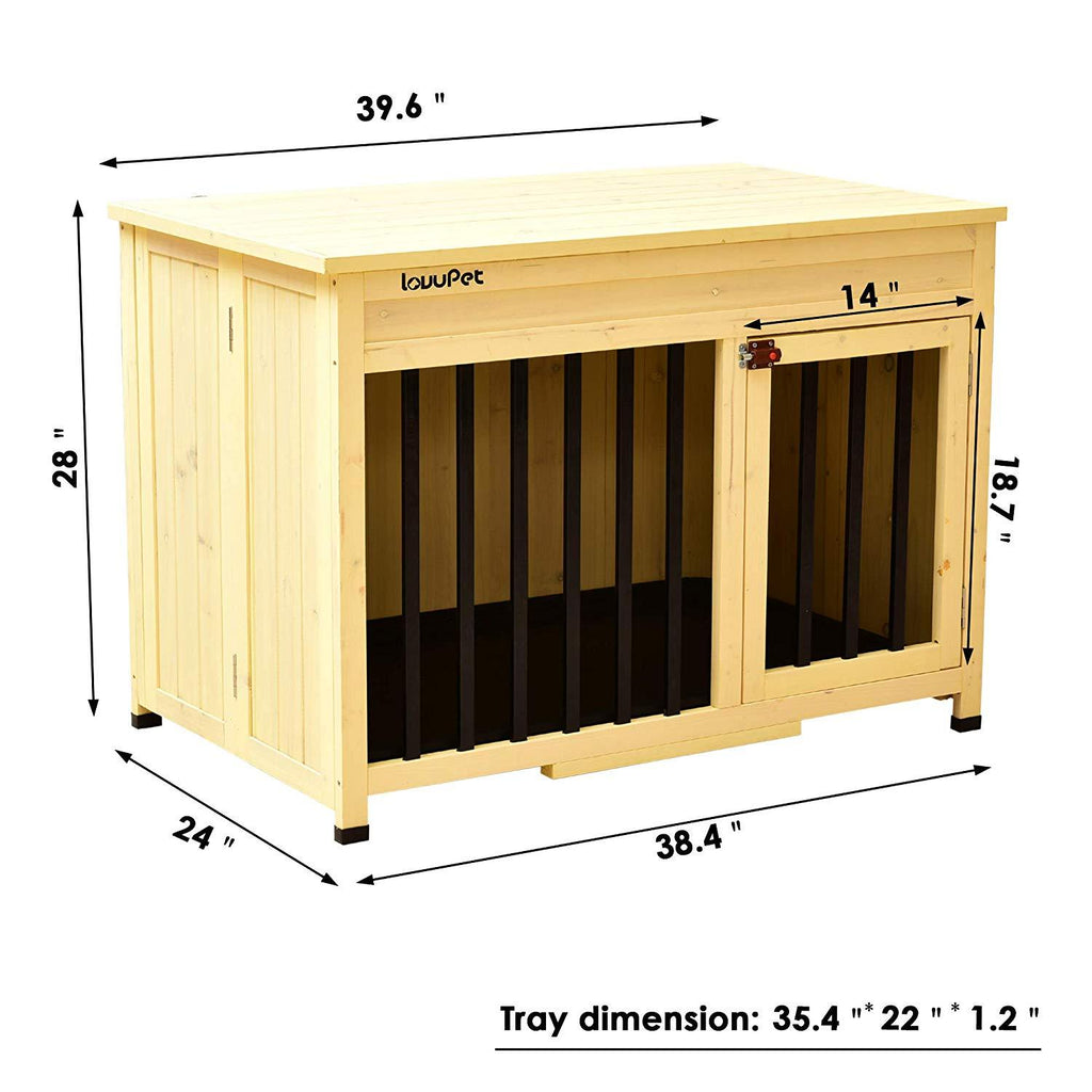Lovupet Wooden Portable Foldable Pet Crate Indoor Outdoor Dog Kennel Pet Cawith Tray