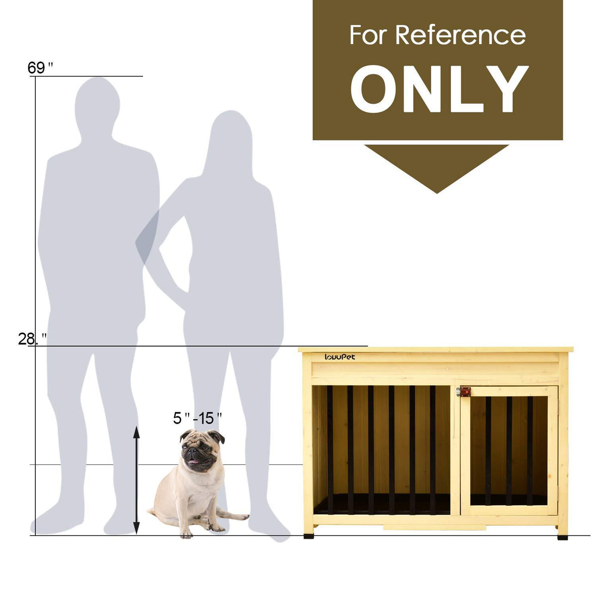 Lovupet Wooden Portable Foldable Pet Crate Indoor Outdoor Dog Kennel Pet Cawith Tray