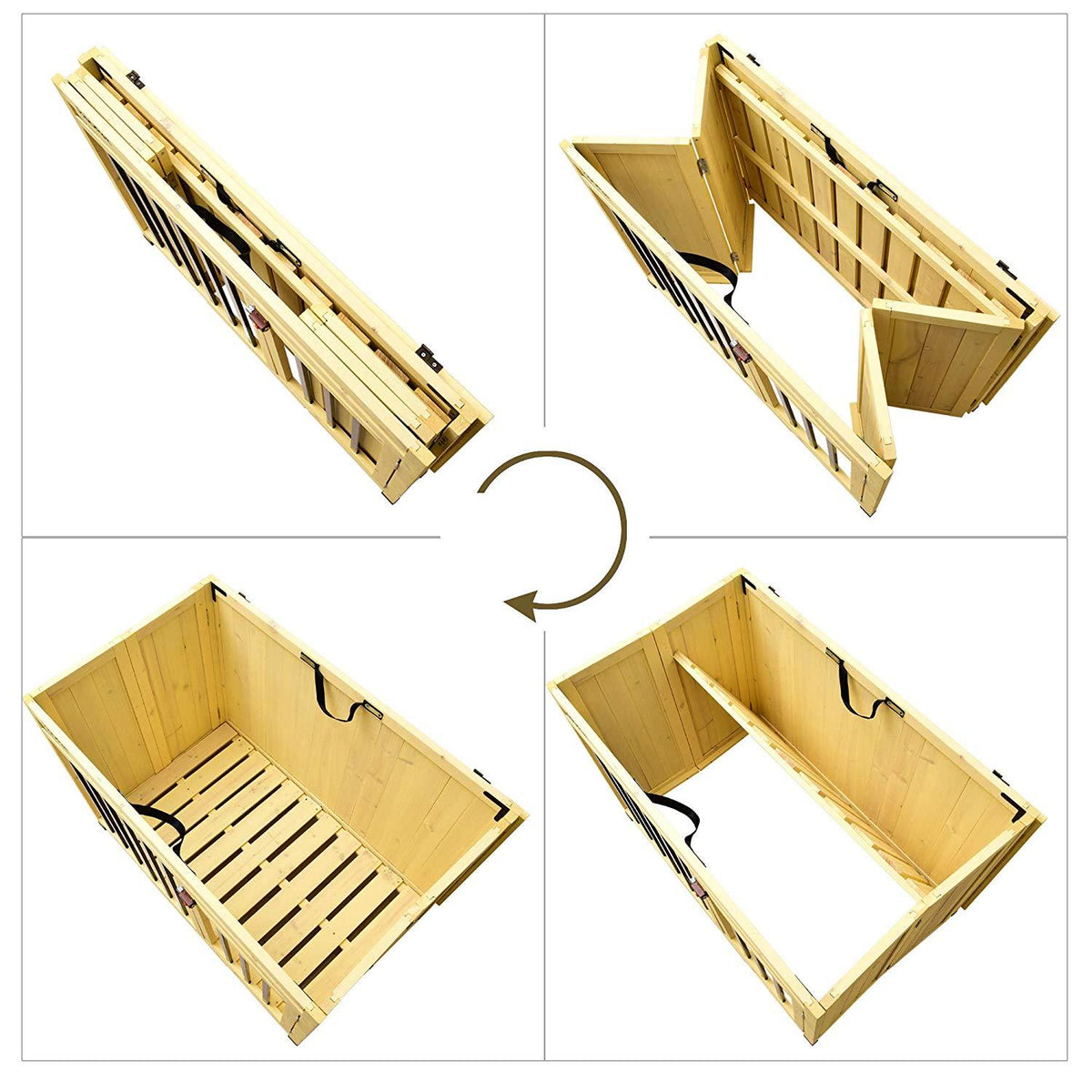 Lovupet Wooden Portable Foldable Pet Crate Indoor Outdoor Dog Kennel Pet Cawith Tray