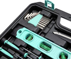 142-Piece Household Tool Kit for Home Repair, Hand Tools with StoraCase, 13.39 x 9.25 x 2.95 inch, Turquoise