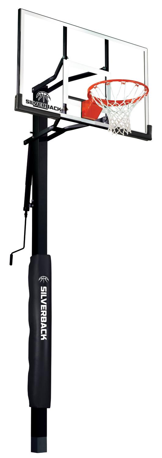 Silverback 54" In-ground Basketball Hoop with Tempered Glass Backboard, Pro-Style Breakaway Rim, and Backboard Pad