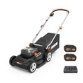 Cordless Lawn Mower, 17" Electric Mower Cuts to Edge, Compact &amp; Lightweight Push Lawn Mower with 6-Position Height Adjustment for Medium Size Yards, 2 Batteries &amp; Charger Included, WG745