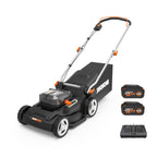 Cordless Lawn Mower, 17" Electric Mower Cuts to Edge, Compact &amp; Lightweight Push Lawn Mower with 6-Position Height Adjustment for Medium Size Yards, 2 Batteries &amp; Charger Included, WG745
