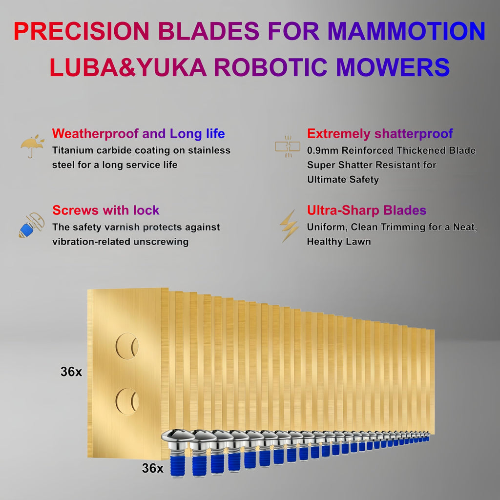 36 Sets Robust ium Blades for Robotic Lawn Mower - Compatible with All  Luba 1,2,3 AWD Luba mini AWD Yuka mini 1,2 and Yuka Models,0.9mm Thick Heavy Duty Replacement Blades