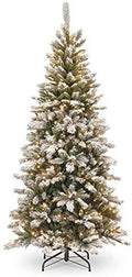 Joedot Clear Prelit Incandescent Green Flocked Slim Christmas Tree, 7.5'