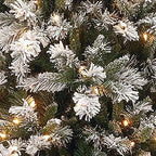 Joedot Clear Prelit Incandescent Green Flocked Slim Christmas Tree, 7.5'
