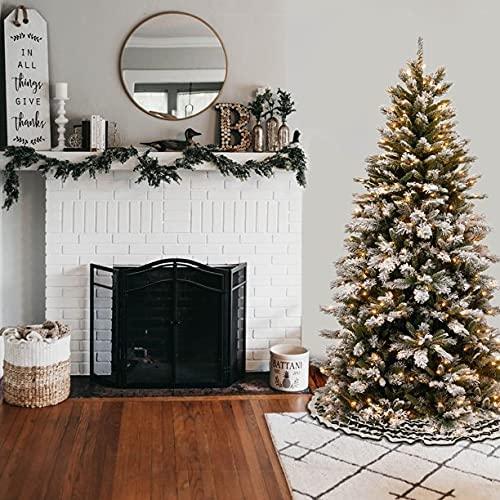Joedot Clear Prelit Incandescent Green Flocked Slim Christmas Tree, 7.5'