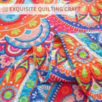 9pc Quilt Set - Super Beautiful Gorgeous Flowers Cotton Bedspreads-Queen-American VillaOrange