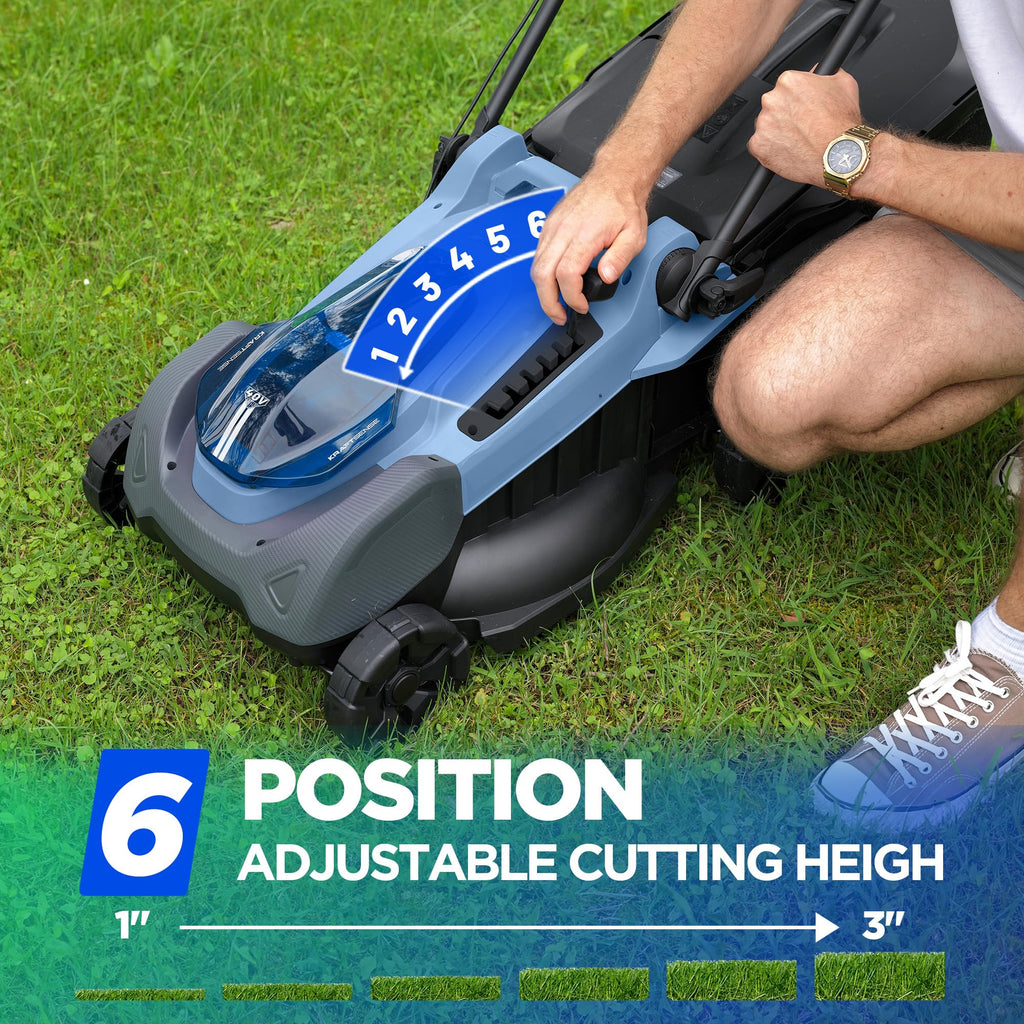 18-Inch Electric Lawn Mower, 40V Brushless Cordless Push Mower with 4.0Ah Battery &amp; Charger, 2-in-1 Mulching/Bagging, 6-Position Height for Small to Medium Yards