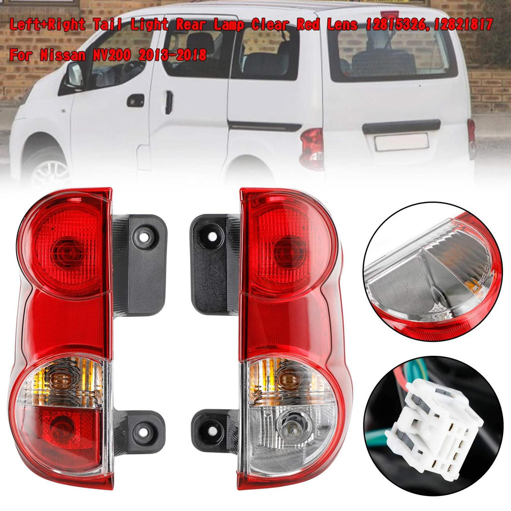 2013-2023 Nissan NV200 Left+Right Tail Light Rear Lamp Clear Red Lens Generic