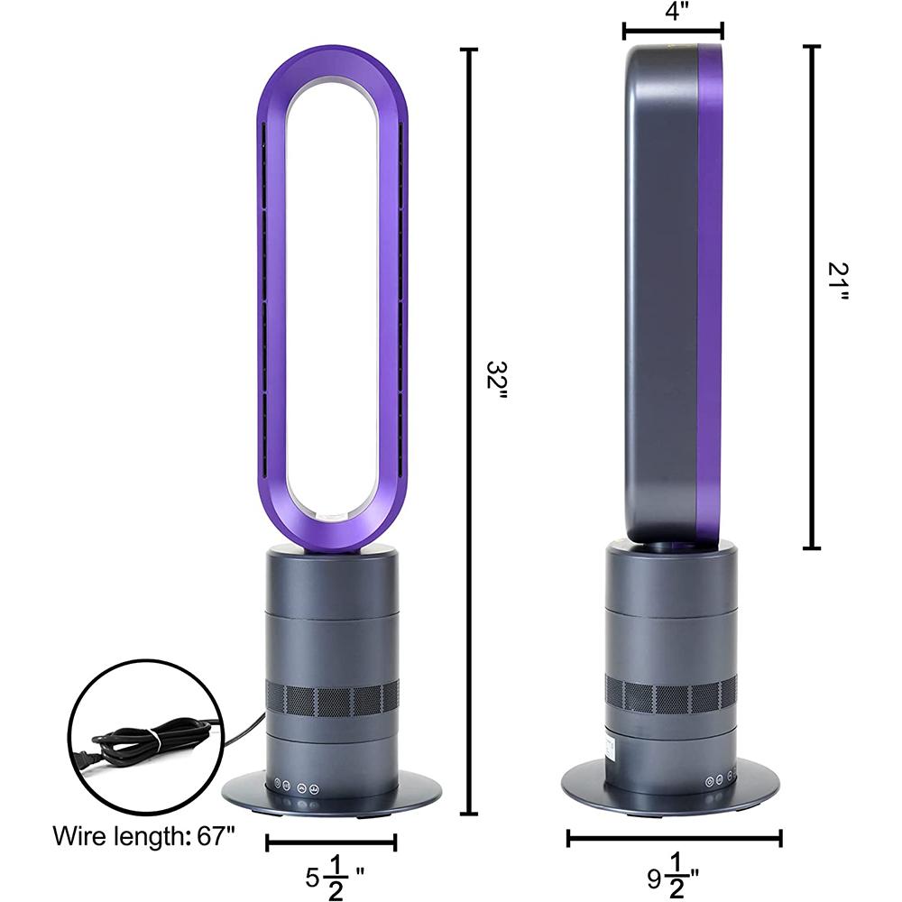 Goory 26-inch Space Heater Tower Fast Heating Warmer Electric Heaters Fan Remote Control Indoor Home Purple+32in