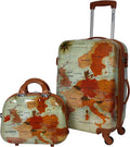 Europe 2-Piece Carry-On Spinner Luggage Set with TSA Lock, Brown, One_Size