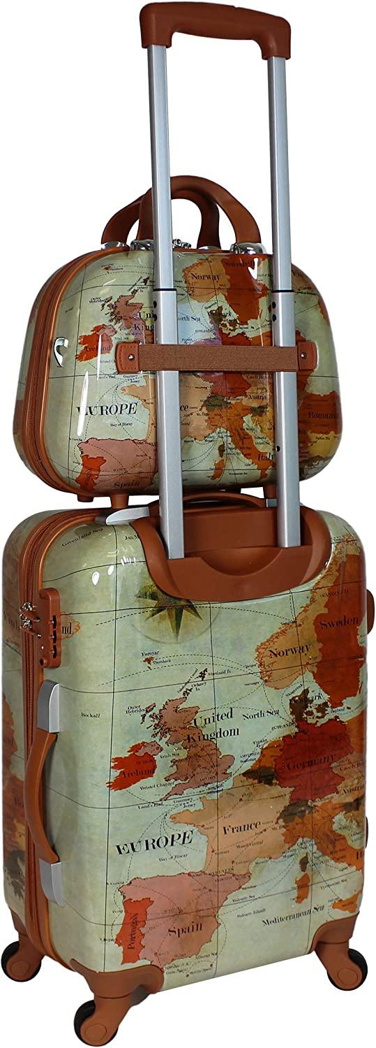 Europe 4-Piece Spinner Luggage Set with TSA Lock, Brown