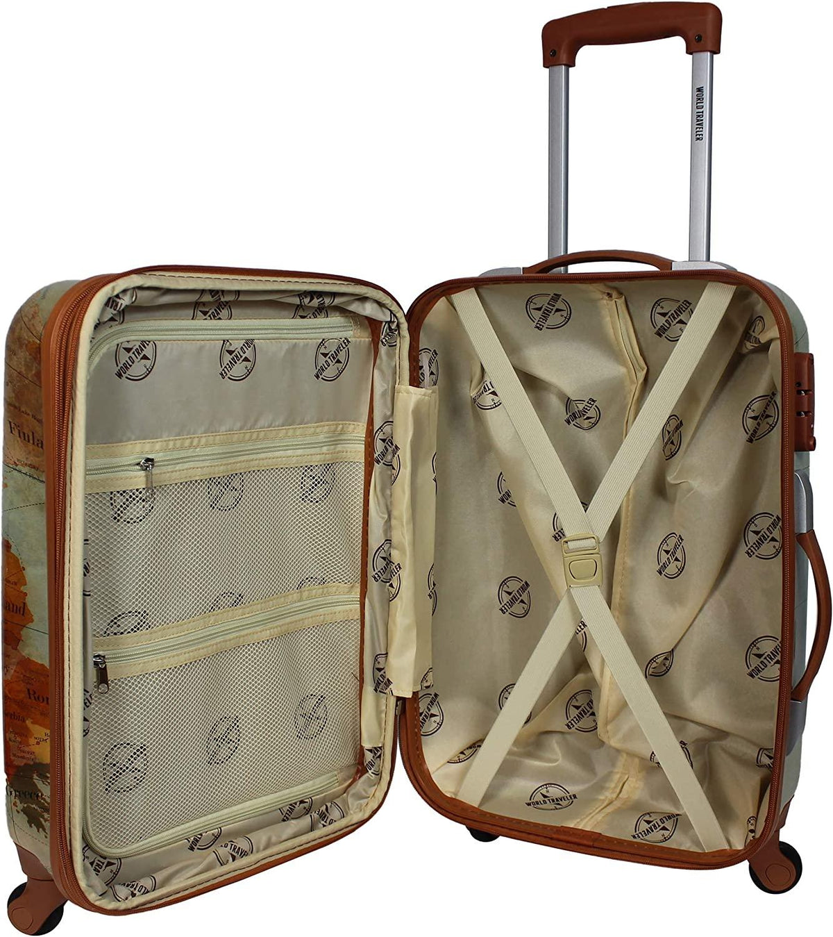 Europe 4-Piece Spinner Luggage Set with TSA Lock, Brown