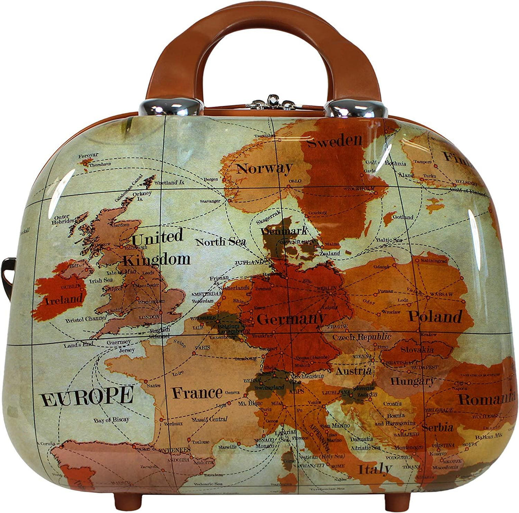 Europe 2-Piece Carry-On Spinner Luggage Set with TSA Lock, Brown, One_Size