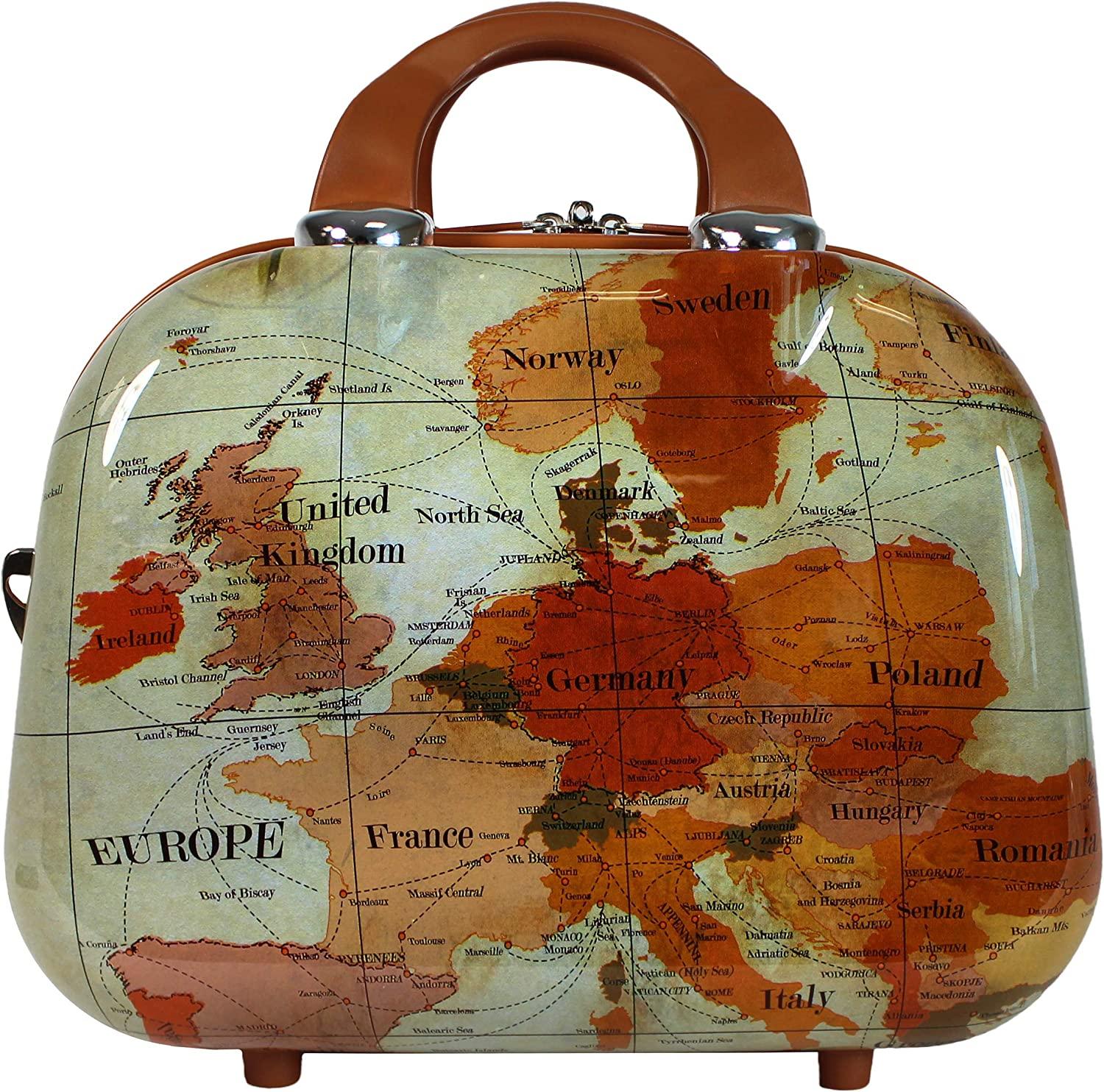Europe 2-Piece Carry-On Spinner Luggage Set with TSA Lock, Brown, One_Size