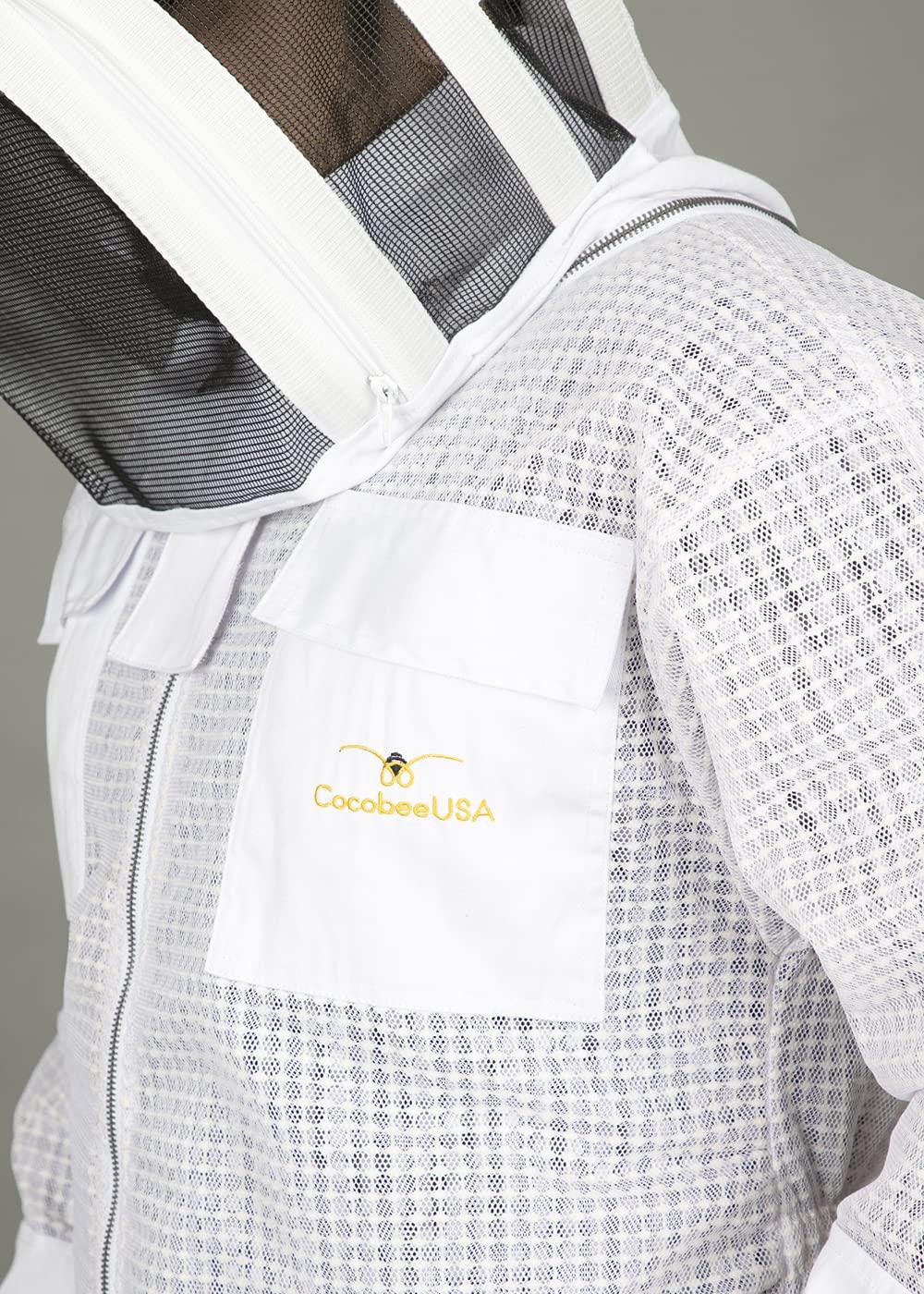 ultra breeze sting proof premium quality 3 layer unisex white mesh beekeeping suit ultra ventilated fencing veil (xl)