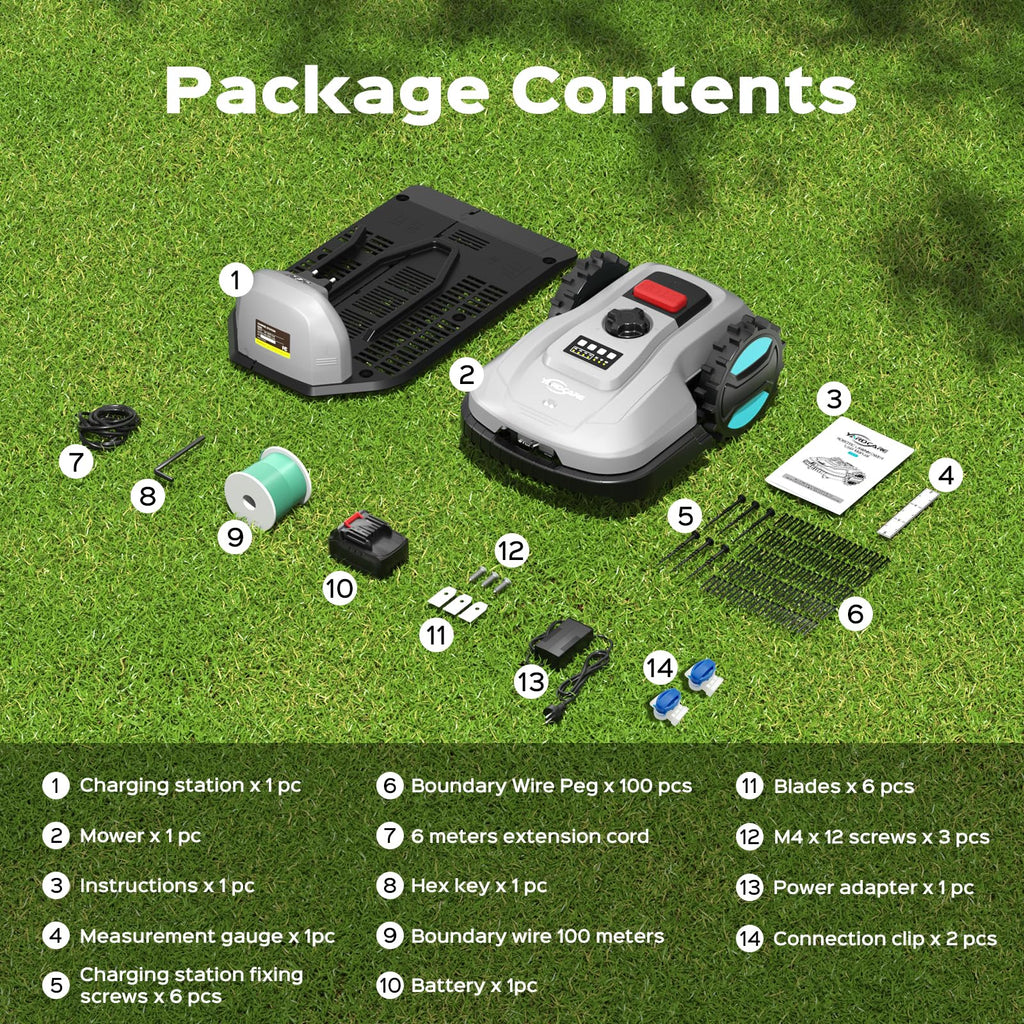 Robot Lawn Mower with App Control – Adjustable Cutting Height, Auto-Charging, Obstacle Detection &amp; Smart Scheduling – Ideal for Lawns up to 1/8 Acre
