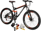 Eurobike S7 Mountain Bike 27.5 Inche Mutil Spoke Wheels Dual Suspension 21 Speed Mountain Bicycle Black Orange