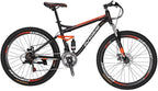 Eurobike S7 Mountain Bike 27.5 Inche Mutil Spoke Wheels Dual Suspension 21 Speed Mountain Bicycle Black Orange