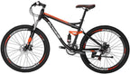 Eurobike S7 Mountain Bike 27.5 Inche Mutil Spoke Wheels Dual Suspension 21 Speed Mountain Bicycle Black Orange