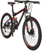 Eurobike S7 Mountain Bike 27.5 Inche Mutil Spoke Wheels Dual Suspension 21 Speed Mountain Bicycle Black Orange