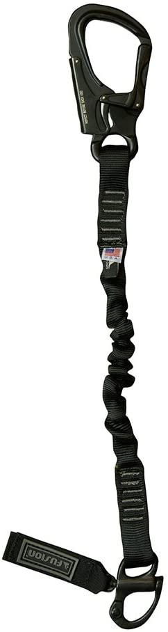 Fusion Tactical 6ft 72"" x1 Internal Elastic Bungee Military Police Personal Retention Helo Lanyard with Snap Hook Shackle 23kN Black (LH-32-8001-2999-BK72)