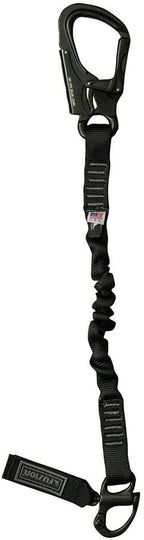 Fusion Tactical 6ft 72"" x1 Internal Elastic Bungee Military Police Personal Retention Helo Lanyard with Snap Hook Shackle 23kN Black (LH-32-8001-2999-BK72)