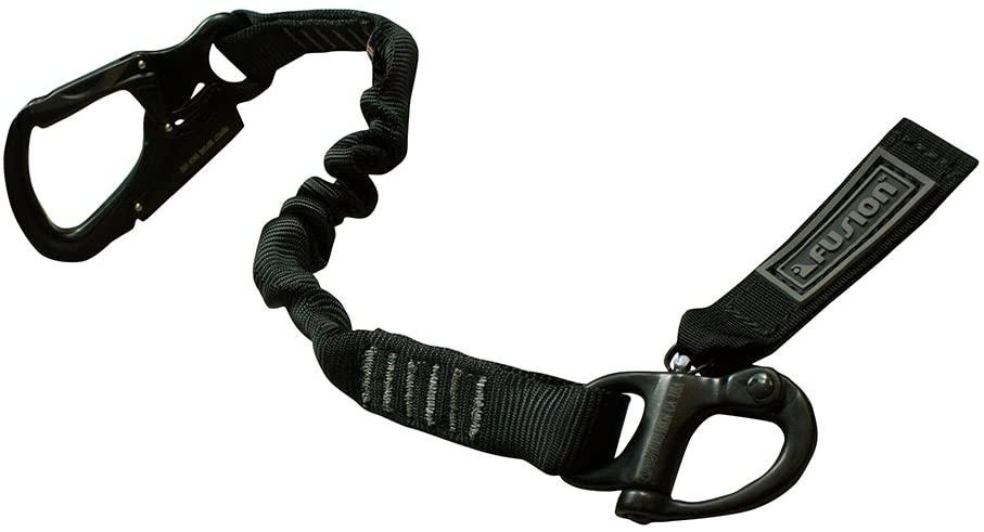 Fusion Tactical 6ft 72"" x1 Internal Elastic Bungee Military Police Personal Retention Helo Lanyard with Snap Hook Shackle 23kN Black (LH-32-8001-2999-BK72)