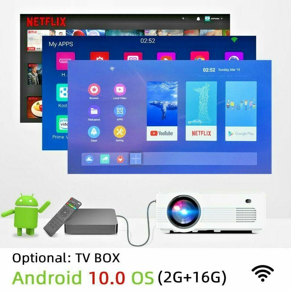 1080p 4k full hd 3d portable home theater 150in led projector for tv android 10