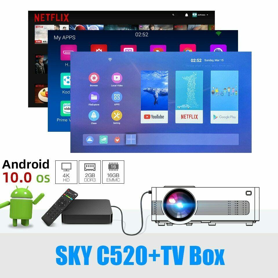 1080p 4k full hd 3d portable home theater 150in led projector for tv android 10