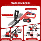 20000 RPM Electric Weed Wacker with Wheel,12″ Brushless Cordless Weed Eater Battery Powered, 4-in-1 Brush Cutter/String Trimmer/Grass Trimmer/Lawn Mower,Edger Stringless Weed Trimmer,5 Blade,2 Battery