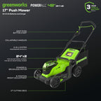 48V (24V x 2) 17" Brushless Cordless Push Lawn Mower, Includes (2) 4.0Ah Batteries and Dual Port Rapid Charger((200+ Compatible Tools, 45Min Runtime)