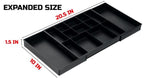 Tool Box Organizer Tray Divider Set, Expandable LarToolbox StoraTray Kit, Rolling Tool Chest Drawer Bins, Hardware Screwdrivers Pliers Organization, 2pcs low profile Trays.