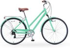 reezero Pave n' Trail Women's 7-Speed Hybrid Bike, 700c Wheels/ 17" Frame, Mint Green with Brown Seat and Grips, One Size